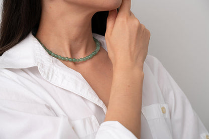 Green Aventurine Jade Necklace, Green Choker Necklace Healing Crystal Necklace with Pearl for Women, Handmade Necklaces Spiritual Jewelry for Women.