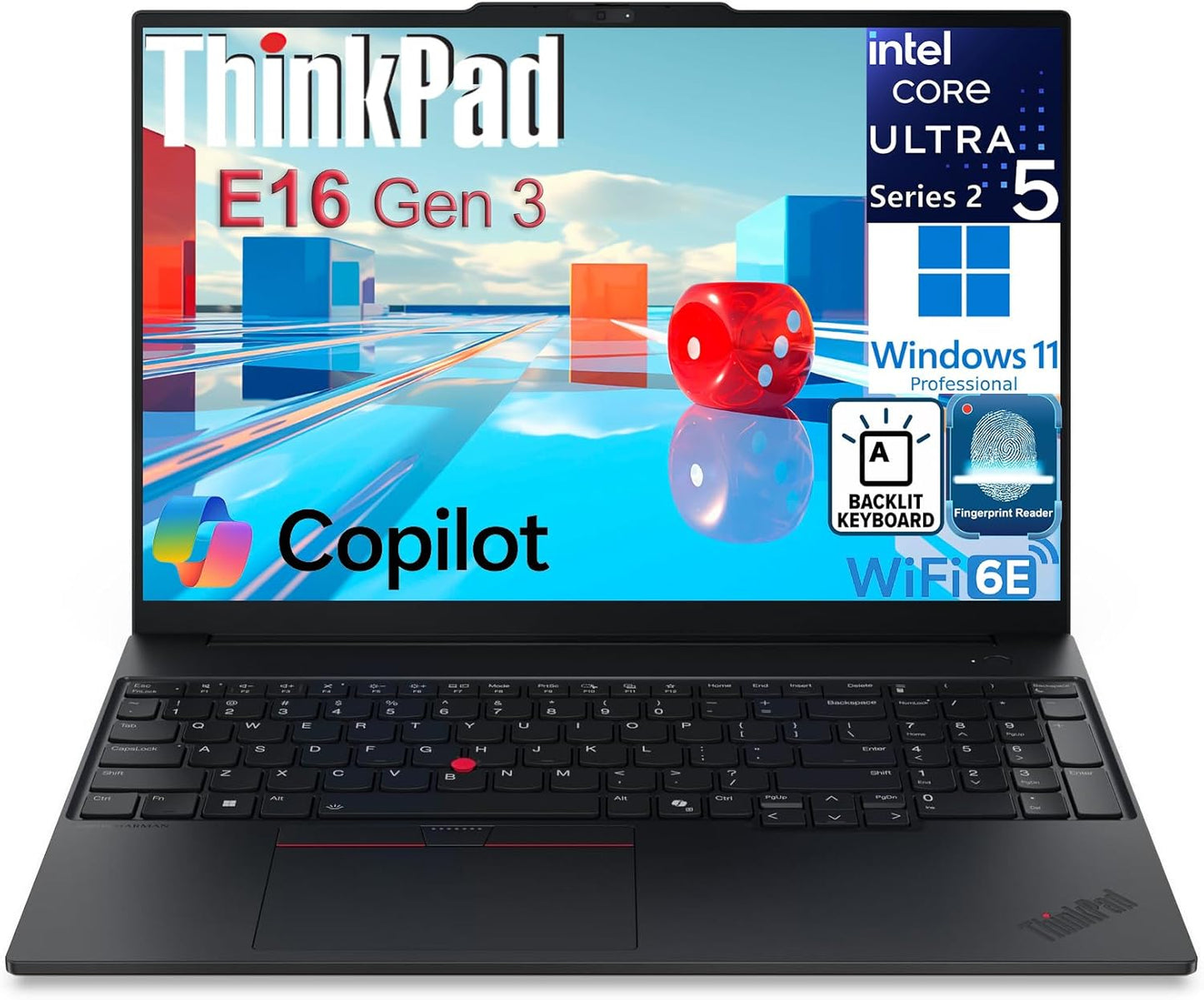 Lenovo ThinkPad E16 Gen 3 16" FHD+ Business Laptop Computer, Intel 14-Core Ultra 5 225H, 16GB DDR5, 512GB SSD, WiFi 6E, Bluetooth 5.3, Backlit Keyboard, Fingerprint Reader, Windows 11 Pro, no Mouse