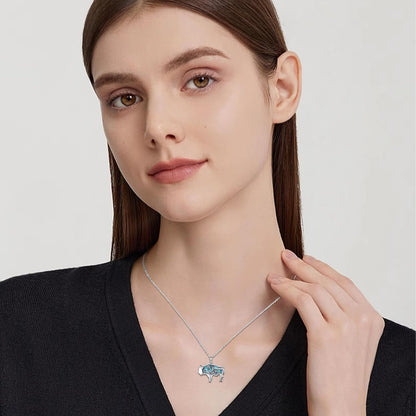 Midir&Etain Western Necklace 925 Sterling Silver Turquoise Pendant Highland Cow/Cow Skull/Hat/Tag/Cactus/Boot Cowgirl Country Jewelry for Women Men