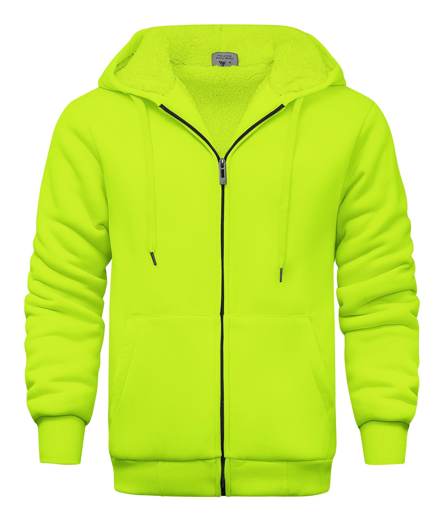 V VALANCH Men Hoodies Zip Up Sherpa Lined Sweatshirts Heavyweight Thick Warm Fleece Winter Jacket