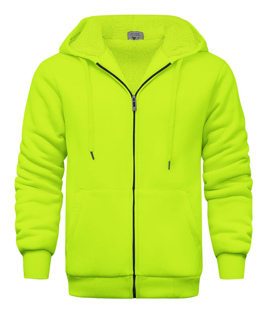 V VALANCH Men Hoodies Zip Up Sherpa Lined Sweatshirts Heavyweight Thick Warm Fleece Winter Jacket