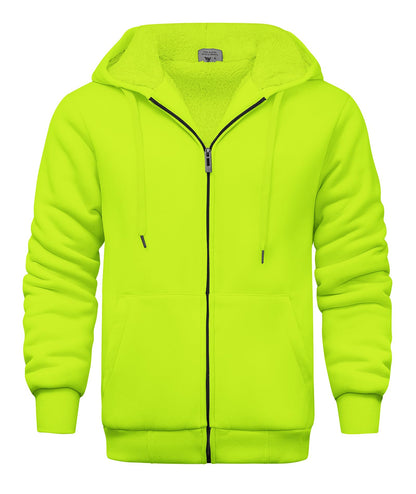 V VALANCH Men Hoodies Zip Up Sherpa Lined Sweatshirts Heavyweight Thick Warm Fleece Winter Jacket