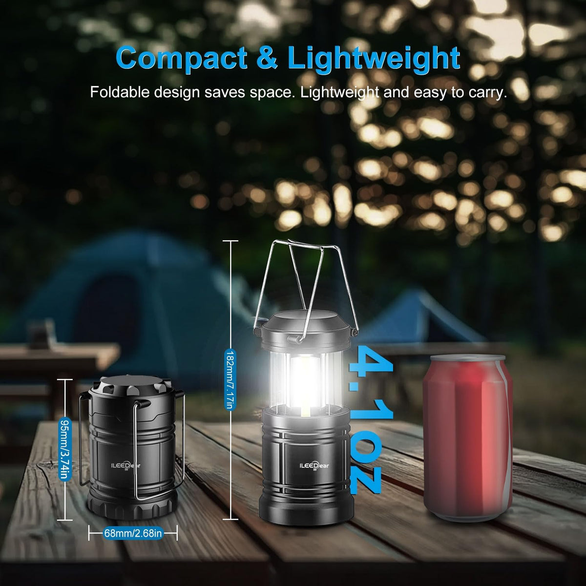 LED Camping Lantern, Battery Operated, 2 Pack