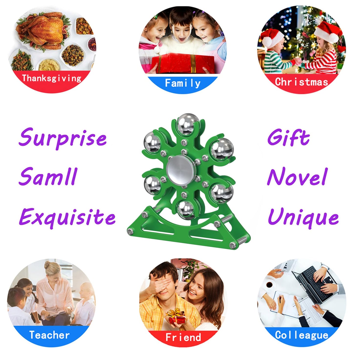 Desk-Fidget-Toys for Ferris-Wheels-Spinner: 4mins Kinetic-Metal-Spinner, Cool-Gadgets-Stuff for Kid Children Teen Adult EDC-Toy, ADHD Tools Stress Relief for Office Home School Men Woman Christmas