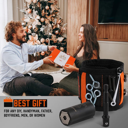 HORUSDY Magnetic Wristband, Gifts for Dad, with Strong Magnets for Holding Screws, Nails, Drilling Bits, Tool Gift for Men