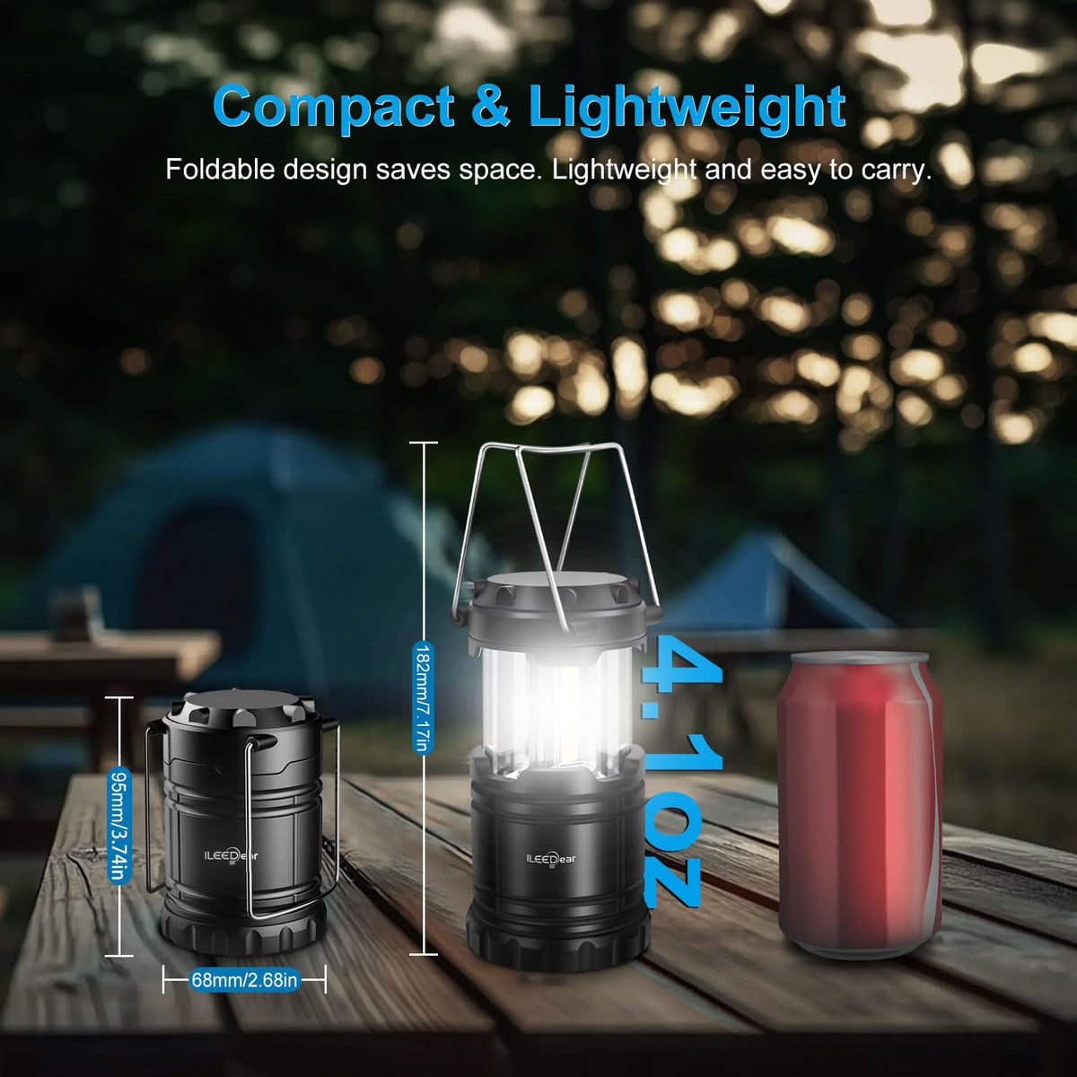 LED Camping Lantern, Battery Operated, 2 Pack