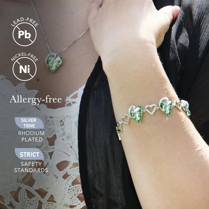 Leafael Infinity Love Heart Link Bracelets, Birthstone or Healing Stone Crystal Bracelet for Women, Silver Tone Jewelry Gifts for Her, 7-inch Chain and 2-inch Extender