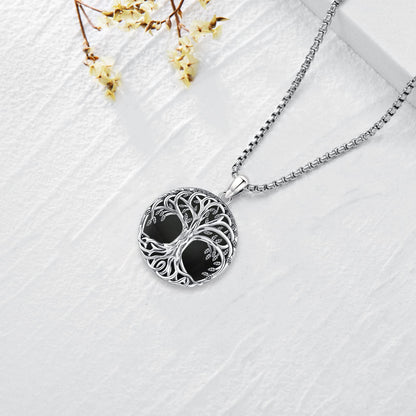 Jewelry Gifts - Tree of Life Necklace Sterling Silver Abalone Shell/Opal/Moonstone/Black Onyx/Turquoise/Malachite/Crystal Family Tree of Life Jewelry for Women Men