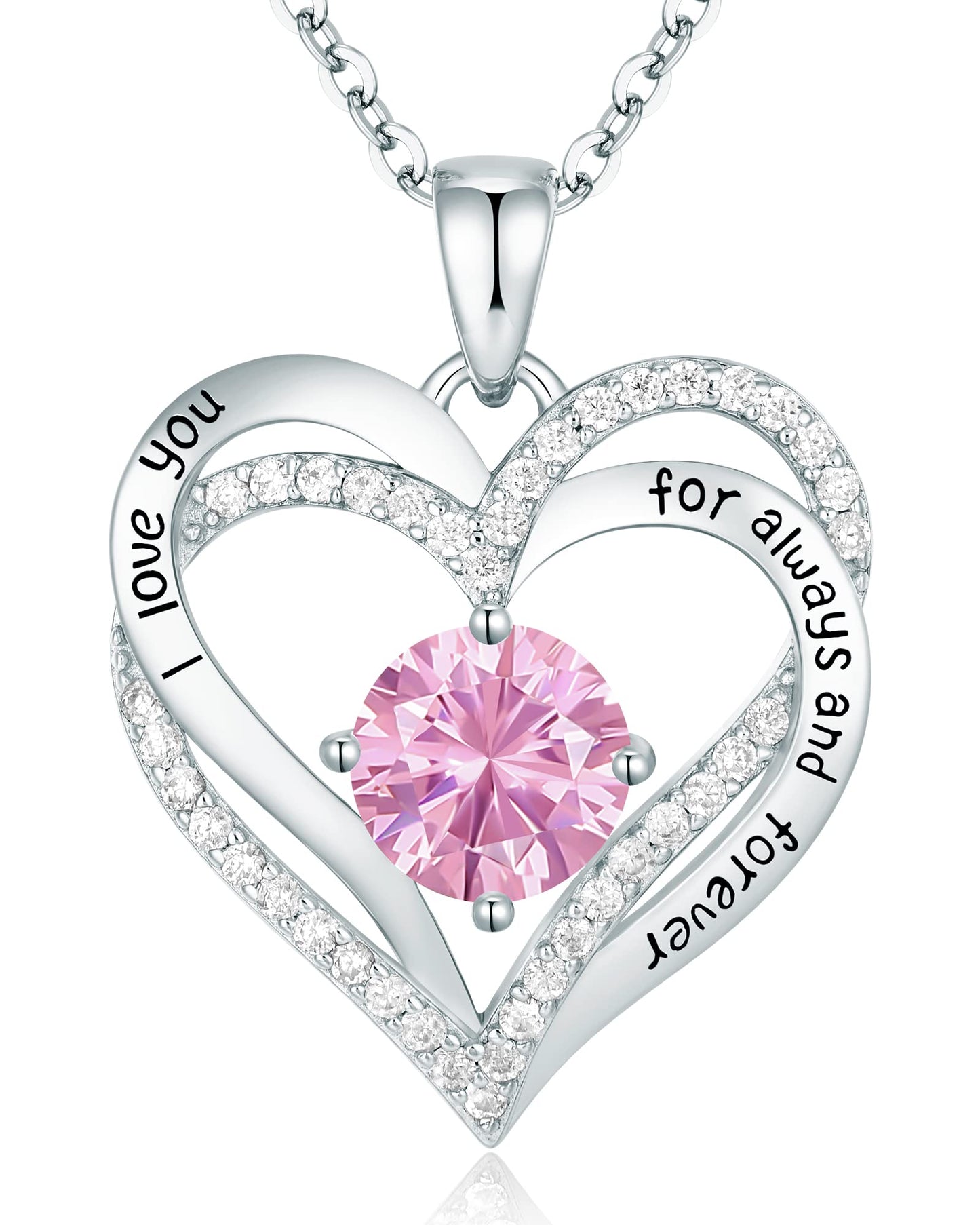 CDE Forever Love Heart Necklaces for Women, Wedding Anniversary, Birthday Mothers Day Christmas Day Gifts for Mom, Mother, Wife, friend, S925 Silver Jewelry with Birthstone Pendant