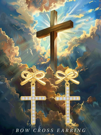 Dreamboat Sterling Silver Cross Earrings for Women Lever Back Dangle Earrings Faith Christian Confirmation Religious Jewelry for Mom