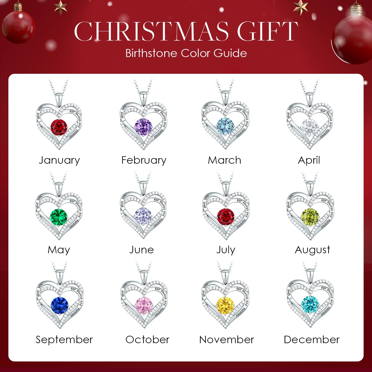 CDE Forever Love Heart Necklaces for Women, Wedding Anniversary, Birthday Mothers Day Christmas Day Gifts for Mom, Mother, Wife, friend, S925 Silver Jewelry with Birthstone Pendant