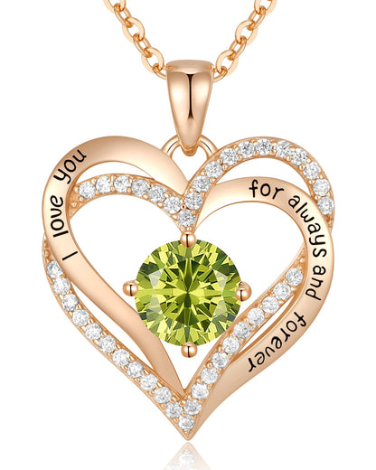 CDE Forever Love Heart Necklaces for Women, Wedding Anniversary, Birthday Mothers Day Christmas Day Gifts for Mom, Mother, Wife, friend, S925 Silver Jewelry with Birthstone Pendant