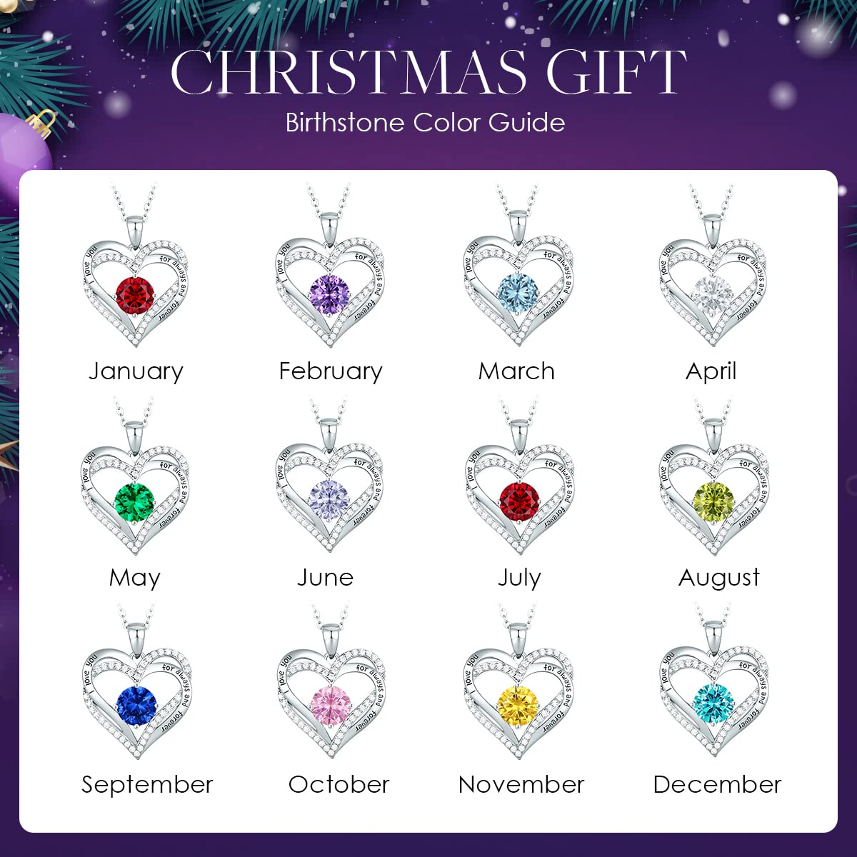 CDE Forever Love Heart Necklaces for Women, Wedding Anniversary, Birthday Mothers Day Christmas Day Gifts for Mom, Mother, Wife, friend, S925 Silver Jewelry with Birthstone Pendant