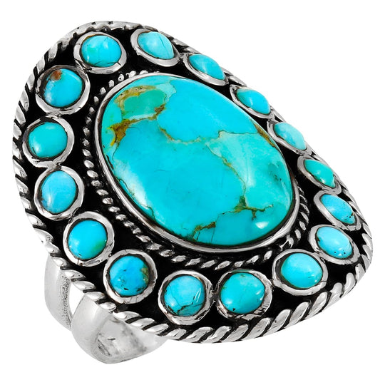 Turquoise Ring Sterling Silver 925 Genuine Gemstones Size 6 to 11