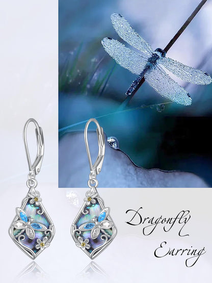 Palpitate Turquoise/Abalone Shell Earrings for Women 925 Sterling Silver Dangle Leverback Earrings Silver Jewelry Christmas Gifts