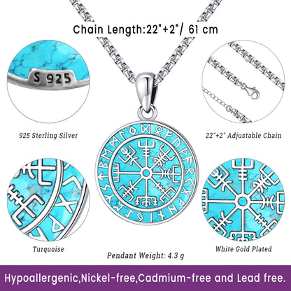 Turquoise Jewelry for Women Men 925 Sterling Silver Pendant Urn Necklaces for Ashes Picture Locket Necklace Thor Hammer Yggdrasil Virgen De Guadalupe St Michael Christopher Judas Witches Knot Necklace