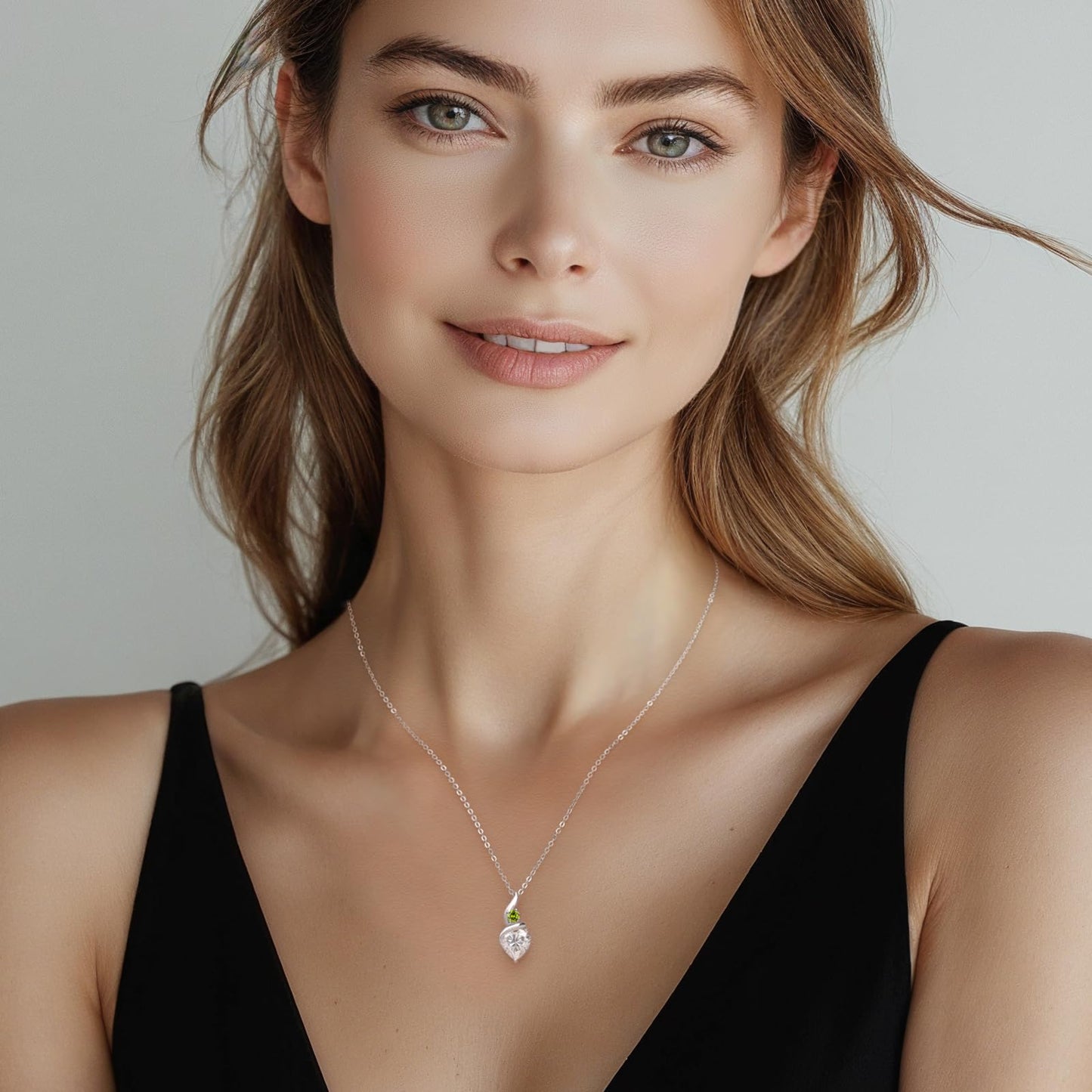 ANDSO Moissanite Heart Pendant Necklaces for Women, 925 Sterling Silver Necklace with Birthstone, Ideal Anniversary Present or Birthday Christmas Valentine Jewelry Gifts for Mom Wife Her Girlfriend