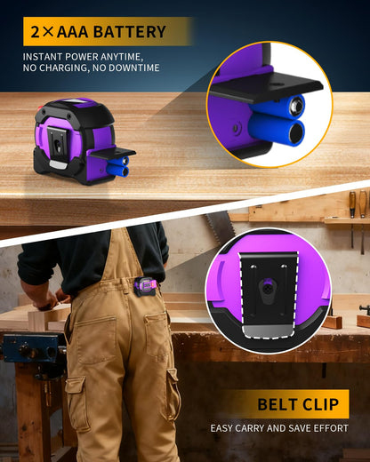 3 in 1 Digital Laser Tape Measure, 197ft/60m Laser Distance Meter, 16ft/5m Digital Tape Measure with Cross Line, AutoLock, ft/in/m Unit Switch, Measure Area, Volume, Pythagorean