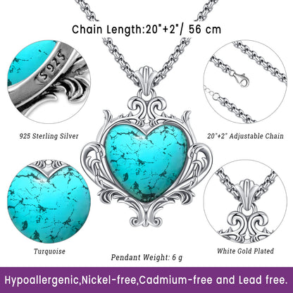 Turquoise Jewelry for Women Men 925 Sterling Silver Pendant Urn Necklaces for Ashes Picture Locket Necklace Thor Hammer Yggdrasil Virgen De Guadalupe St Michael Christopher Judas Witches Knot Necklace