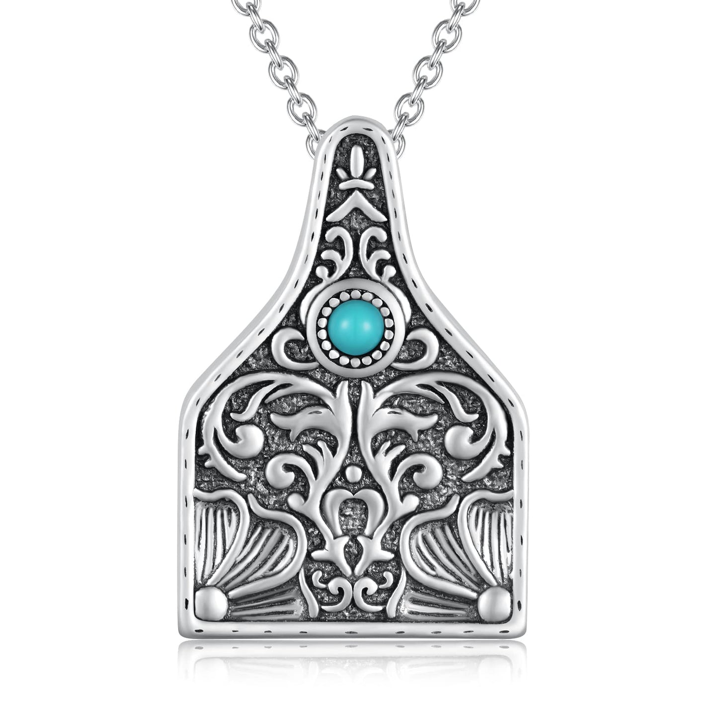 Western Cow Tag/Lightning Bolt/Bar Necklace 925 Sterling Silver Turquoise Necklaces for Women Western Jewelry Gifts for Women