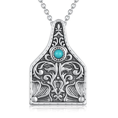 Western Cow Tag/Lightning Bolt/Bar Necklace 925 Sterling Silver Turquoise Necklaces for Women Western Jewelry Gifts for Women