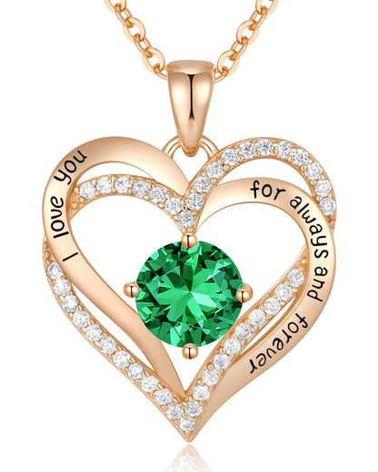 CDE Forever Love Heart Necklaces for Women, Wedding Anniversary, Birthday Mothers Day Christmas Day Gifts for Mom, Mother, Wife, friend, S925 Silver Jewelry with Birthstone Pendant