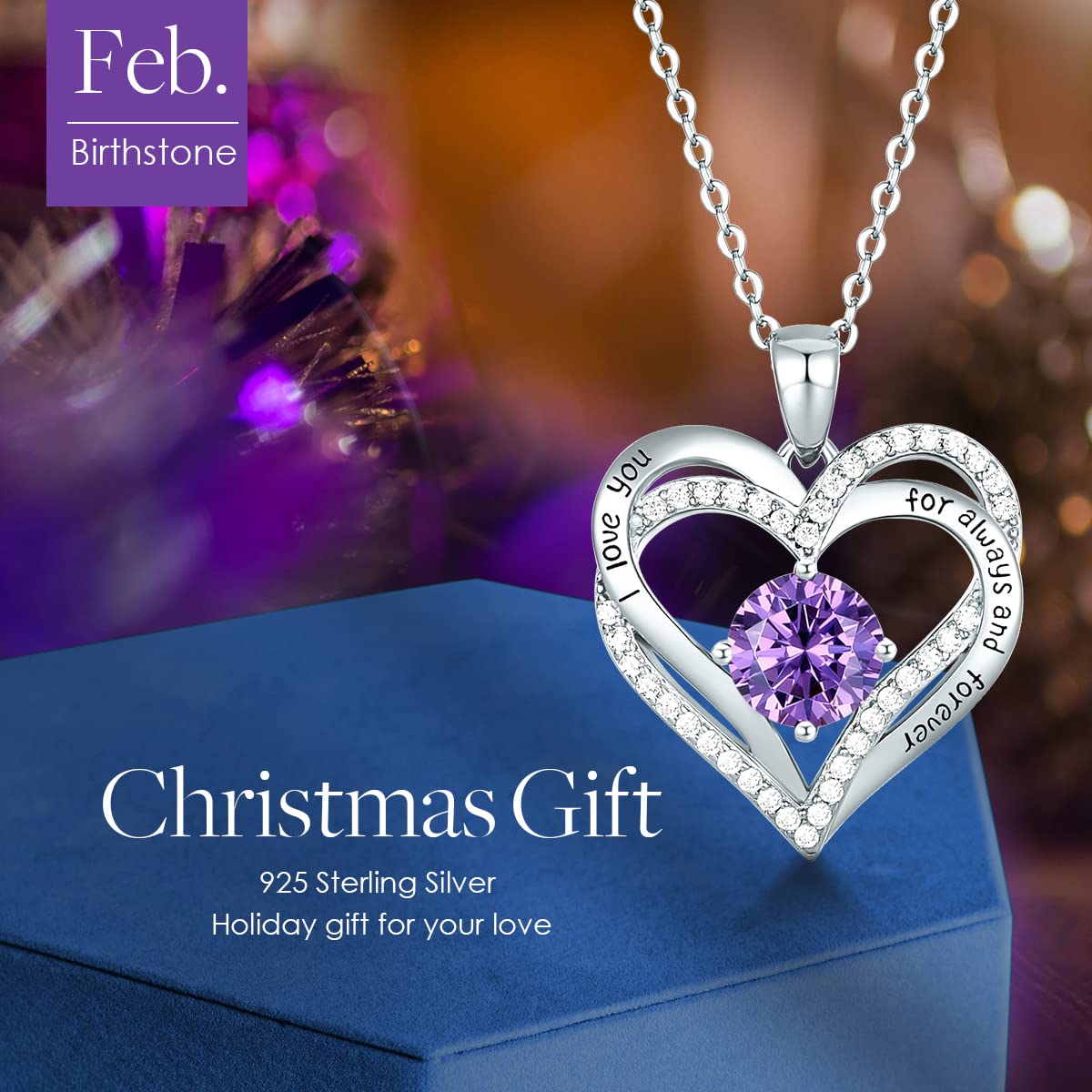 CDE Forever Love Heart Necklaces for Women, Wedding Anniversary, Birthday Mothers Day Christmas Day Gifts for Mom, Mother, Wife, friend, S925 Silver Jewelry with Birthstone Pendant