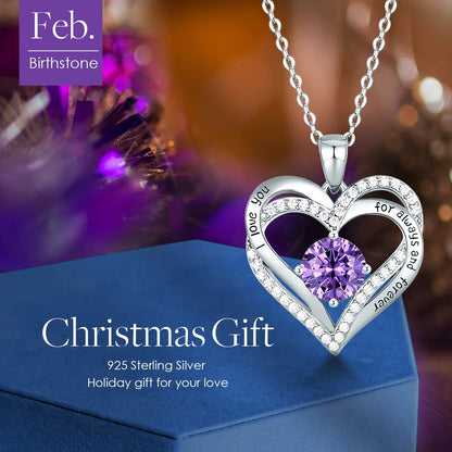 CDE Forever Love Heart Necklaces for Women, Wedding Anniversary, Birthday Mothers Day Christmas Day Gifts for Mom, Mother, Wife, friend, S925 Silver Jewelry with Birthstone Pendant