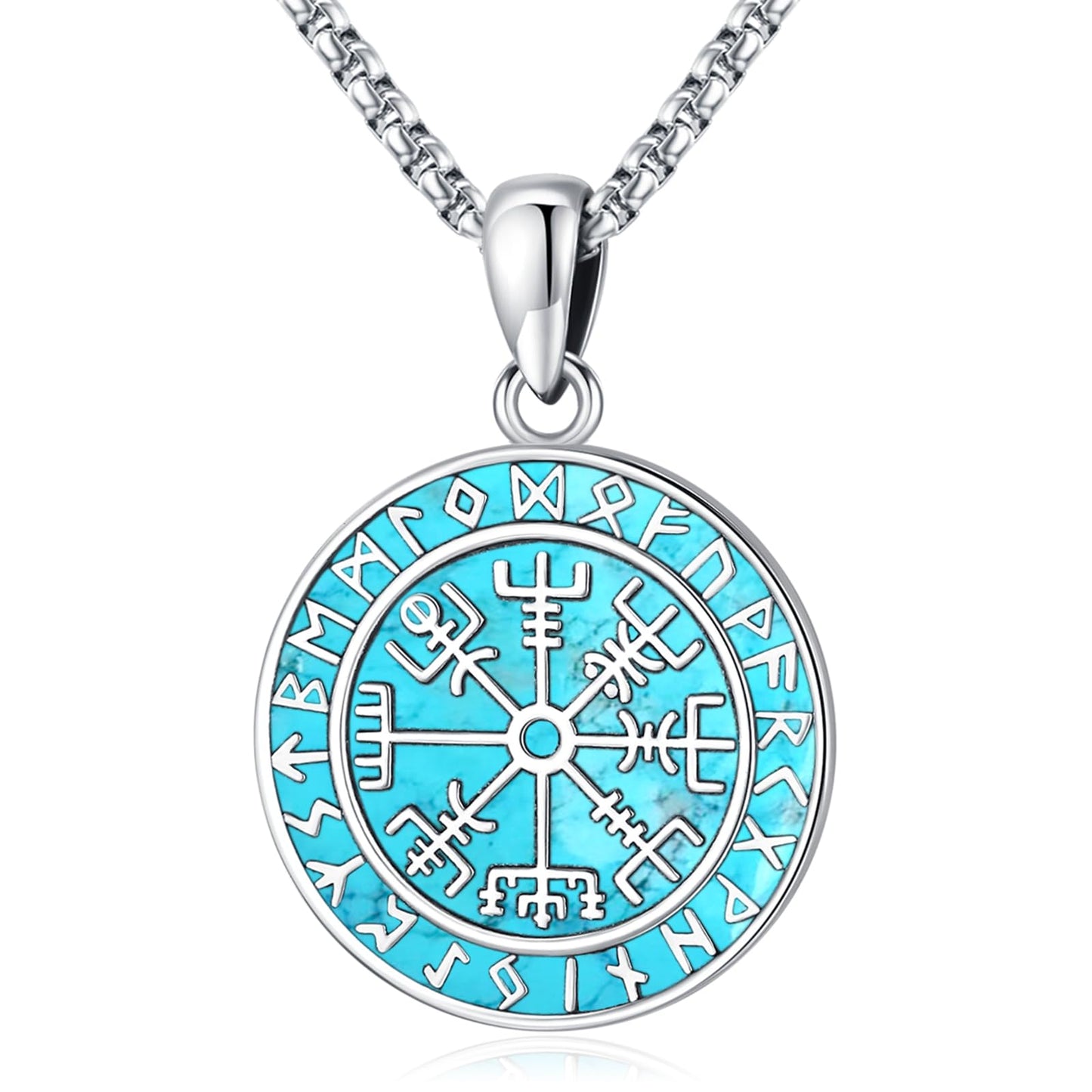 Turquoise Jewelry for Women Men 925 Sterling Silver Pendant Urn Necklaces for Ashes Picture Locket Necklace Thor Hammer Yggdrasil Virgen De Guadalupe St Michael Christopher Judas Witches Knot Necklace