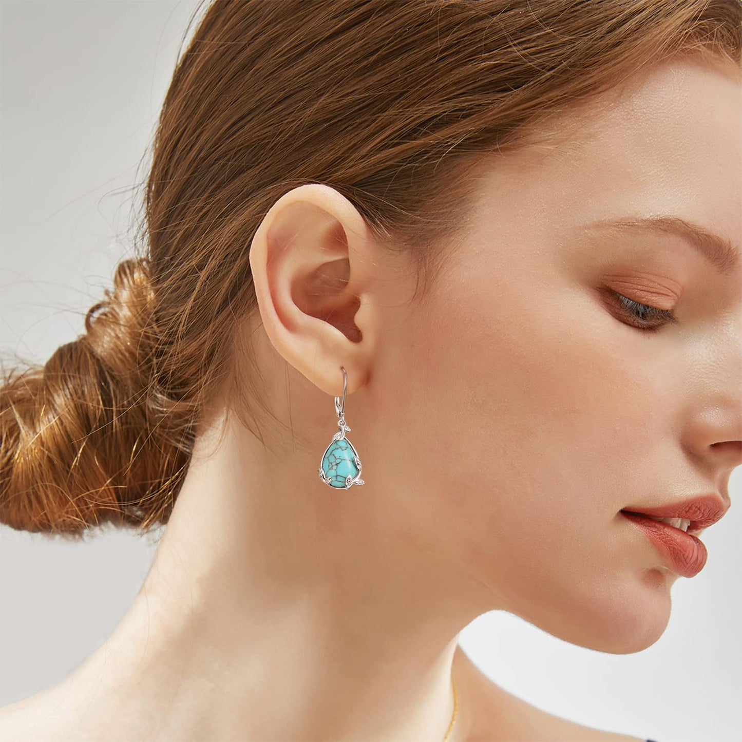 Palpitate Turquoise/Abalone Shell Earrings for Women 925 Sterling Silver Dangle Leverback Earrings Silver Jewelry Christmas Gifts
