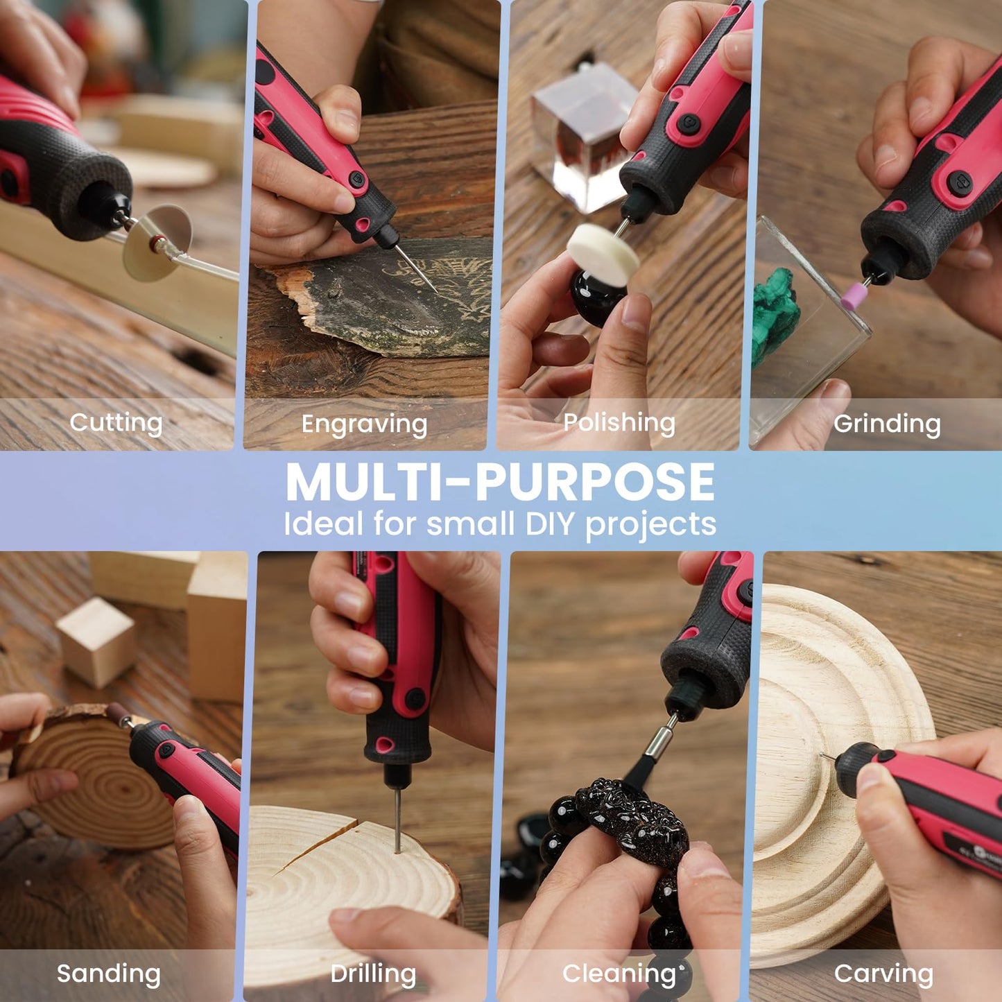 HARDELL Mini Cordless Rotary Tool, 5-Speed and USB Charging Rotary Tool Kit with 69 Accessories, Multi-Purpose 3.7V Power Rotary Tool for Sanding, Polishing, Drilling, Etching, Engraving, DIY Crafts