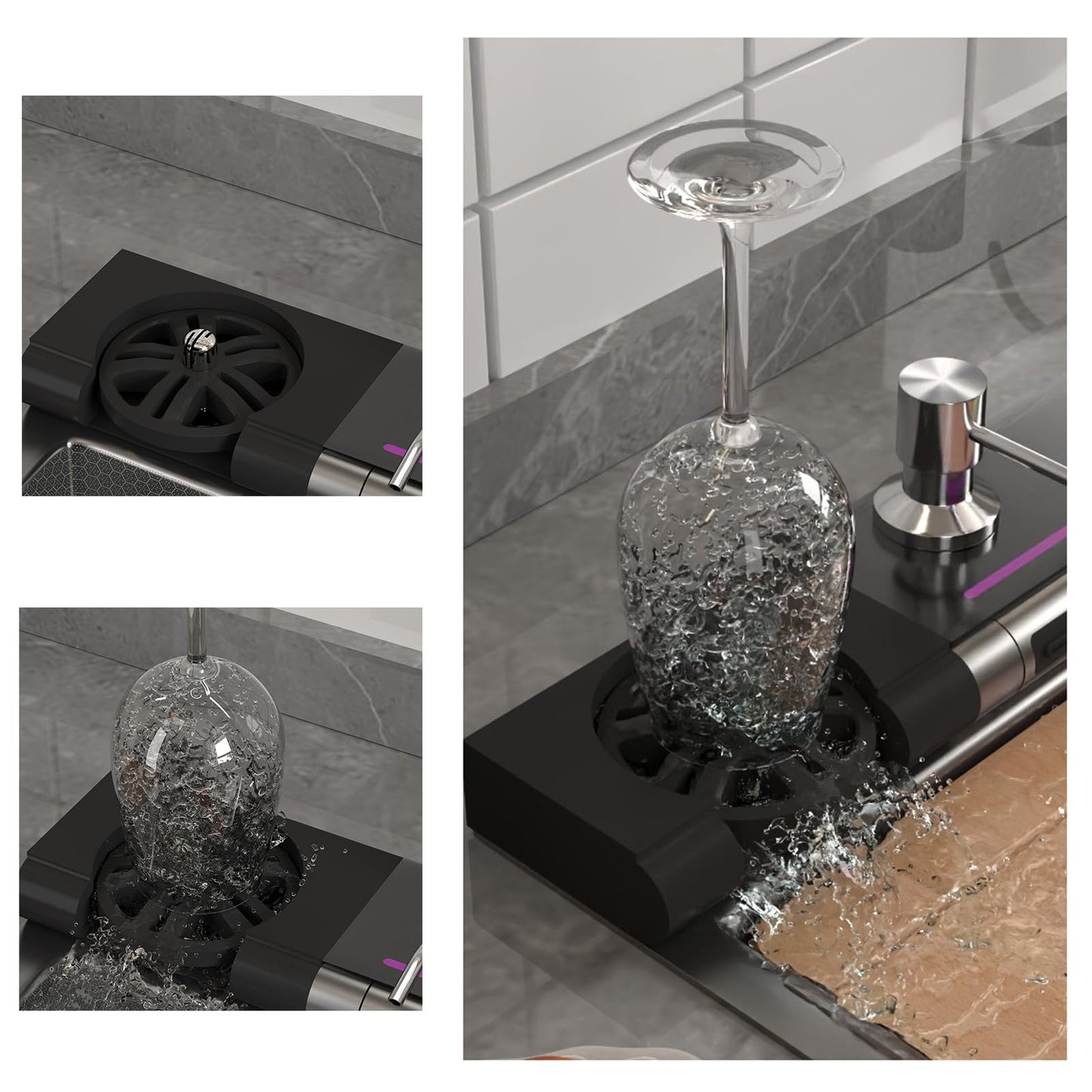 Smart Kitchen Sink 304 Stainless Steel Honeycomb Single Bowl Kitchen Sinks，Digital Display Double Waterfall Sink，With Pull-out Swivel Faucet，With Pressurized Cup Washer (31.5 x 18.1 inch)