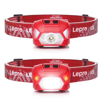 Lepro Headlamp Battery Powered Waterproof LED Headlight 2 Pack - Blue