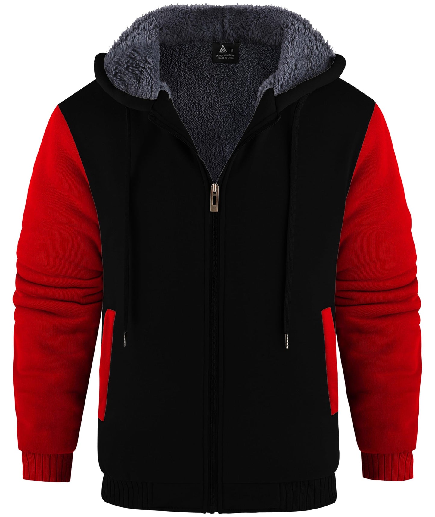 V VALANCH Men Hoodies Zip Up Sherpa Lined Sweatshirts Heavyweight Thick Warm Fleece Winter Jacket