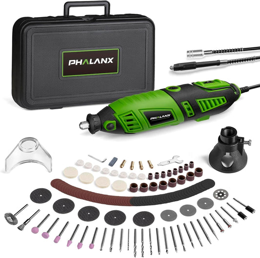 180W Rotary Tool Kit, 1.5-Amp PHALANX 6 Variable Speed with Flex Shaft, 8000-32000RPM Multi-Tool& 139pcs Accessories Kit, Power Multiuse Set Prefect for Crafting Projects and DIY Creations…