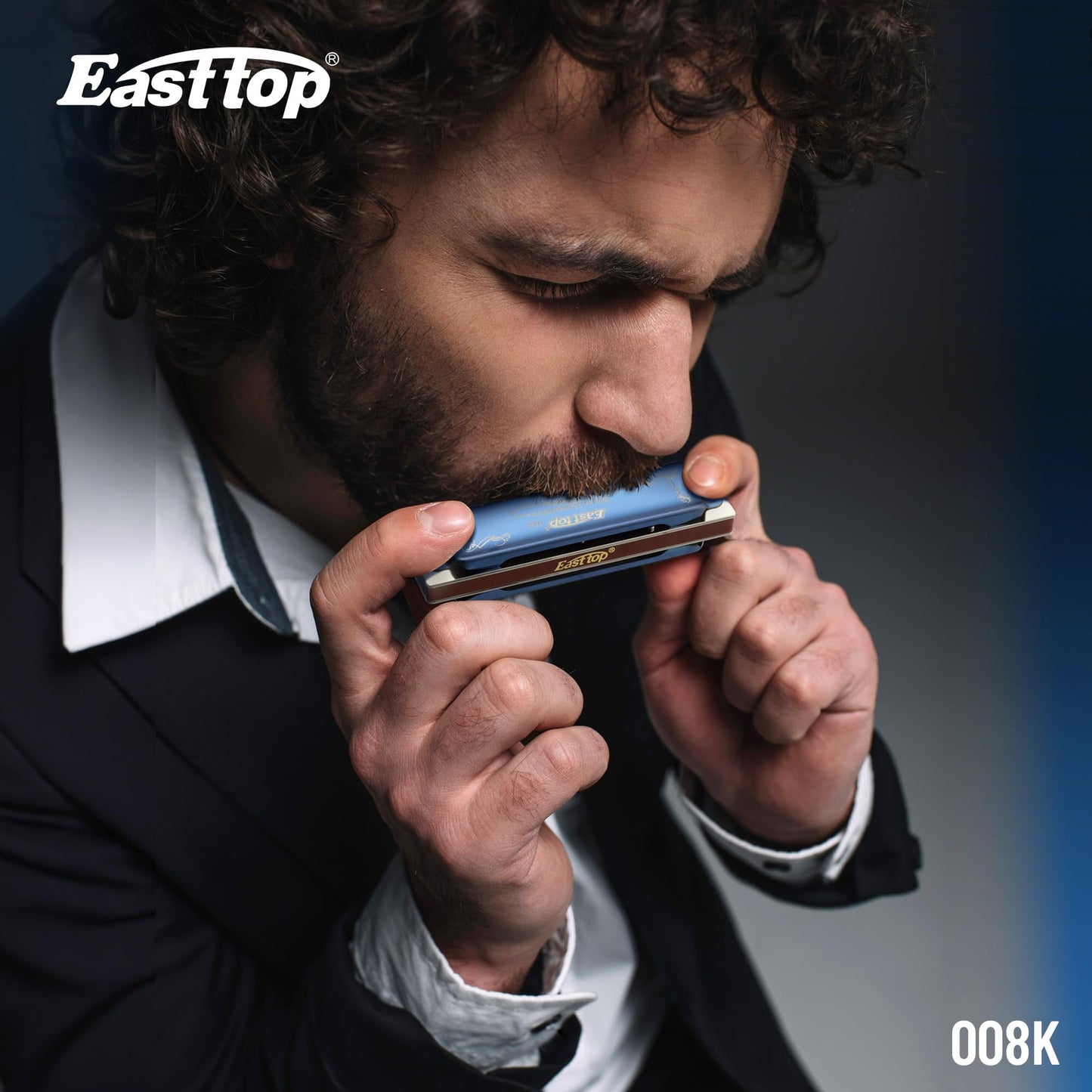East top Harmonica Key of C, 10 Holes 008K Diatonic Mouth Organ with Blue Case, Standard Harmonica For Adults, Professionals, Beginners and Students, as a Gift