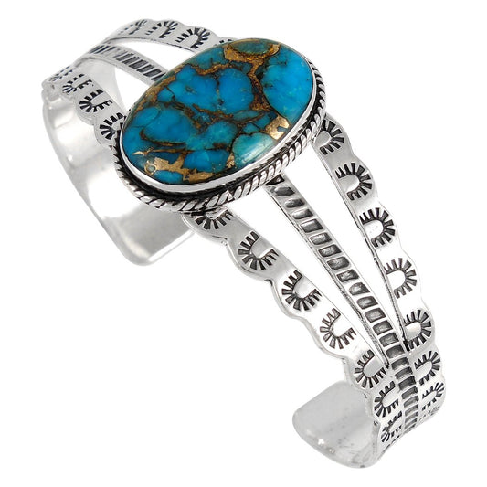 Turquoise Bracelet Sterling Silver 925 Genuine Gemstones