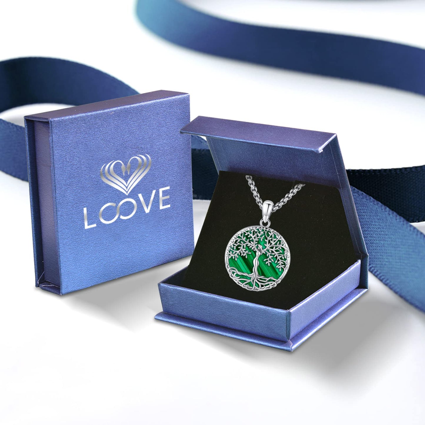 Jewelry Gifts - Tree of Life Necklace Sterling Silver Abalone Shell/Opal/Moonstone/Black Onyx/Turquoise/Malachite/Crystal Family Tree of Life Jewelry for Women Men
