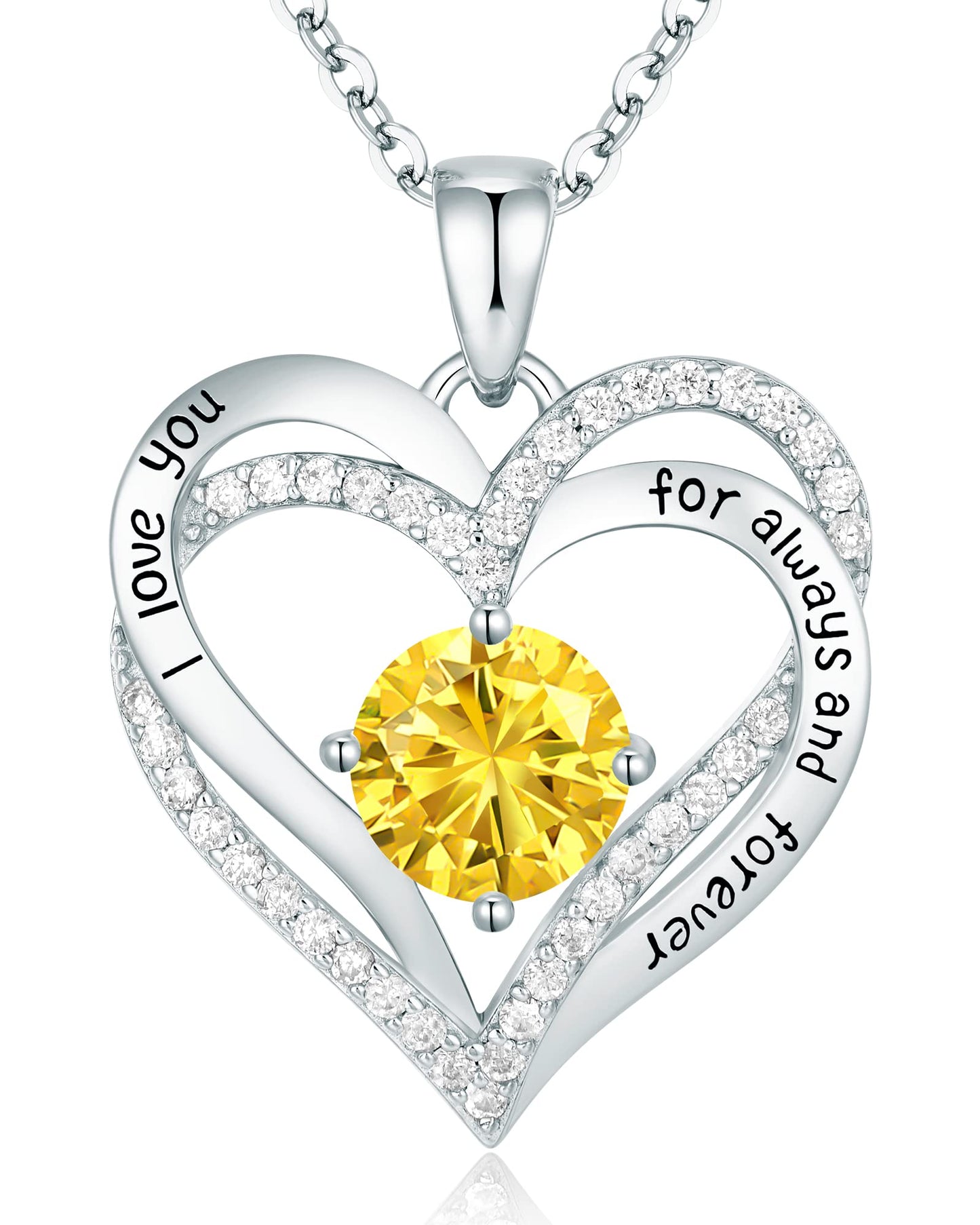 CDE Forever Love Heart Necklaces for Women, Wedding Anniversary, Birthday Mothers Day Christmas Day Gifts for Mom, Mother, Wife, friend, S925 Silver Jewelry with Birthstone Pendant
