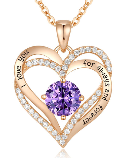 CDE Forever Love Heart Necklaces for Women, Wedding Anniversary, Birthday Mothers Day Christmas Day Gifts for Mom, Mother, Wife, friend, S925 Silver Jewelry with Birthstone Pendant