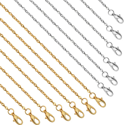 Lemonkey 24 Pack Necklace Chains Bulk,Gold and Silver Plated DIY Cable Link Chains for Jewelry Making 18 Inches