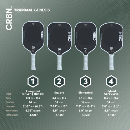 CRBN Pickleball - TruFoam Genesis - Carbon Fiber Pickleball Paddle - First-Ever 100% Foam Core Performance Paddle