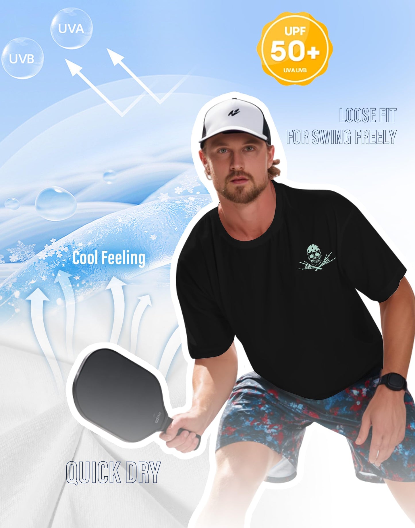 Pickleball Shirts for Men - UPF 50+ Quick Dry Performance Tee Short Sleeve T-Shirt for Pickleball Players