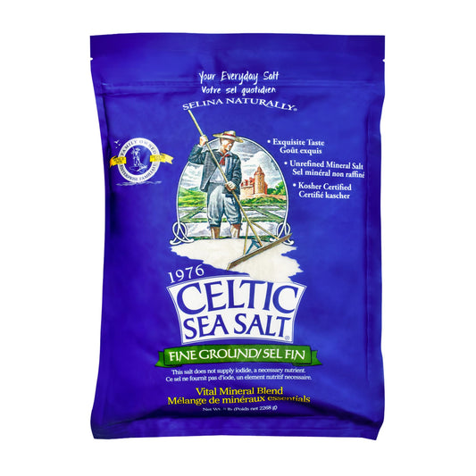 Celtic Sea Salt Fine Ground – Natural Mineral Salt, Sustainably Harvested, GMP Certified, Lab Tested – Baking, Cooking, Seasoning, Everyday Use – ½ Pound Resealable Bag