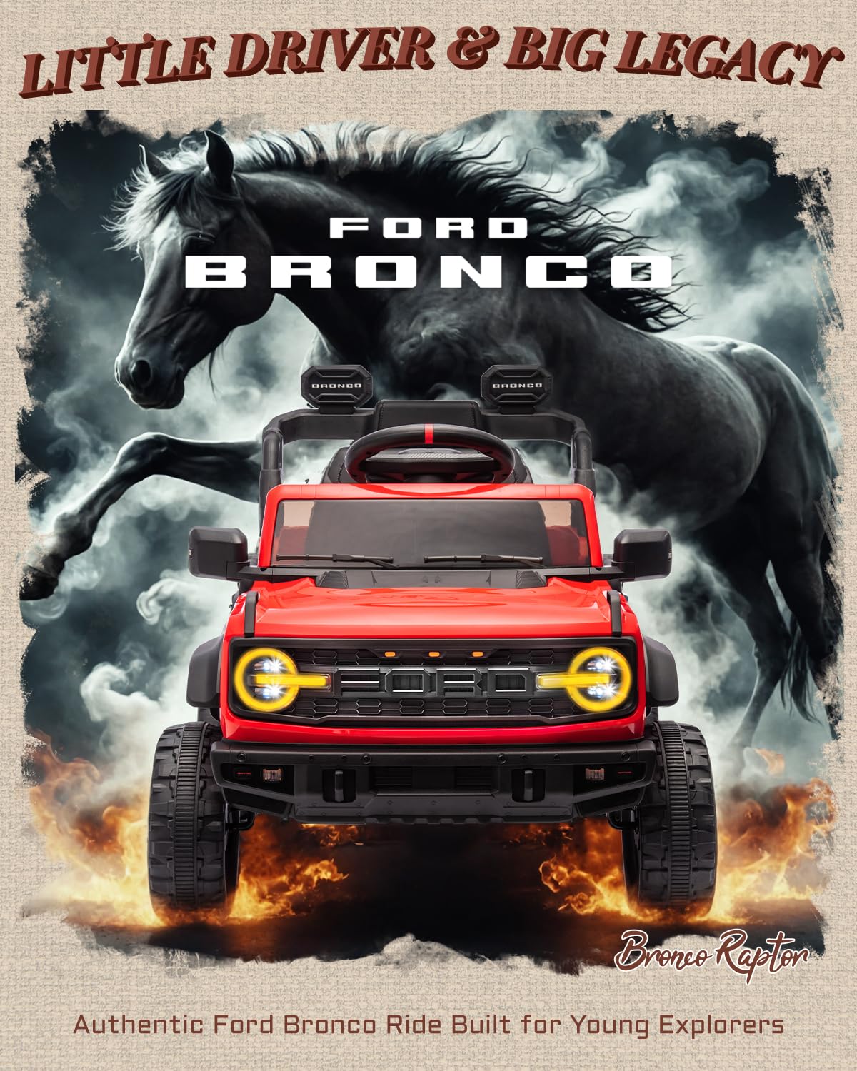 First Ride On 24V Ride on Toys for Big Kids, Licensed Ford Bronco Raptor 2 Seater Ride on Cars with Remote Control, Ride on Truck w/ 4-Wheeler Suspension, 3 Speeds, Led Lights, Bluetooth (24V, Pink) | First Ride On, 24V, for Big Kids, 2 Seater, with Remot