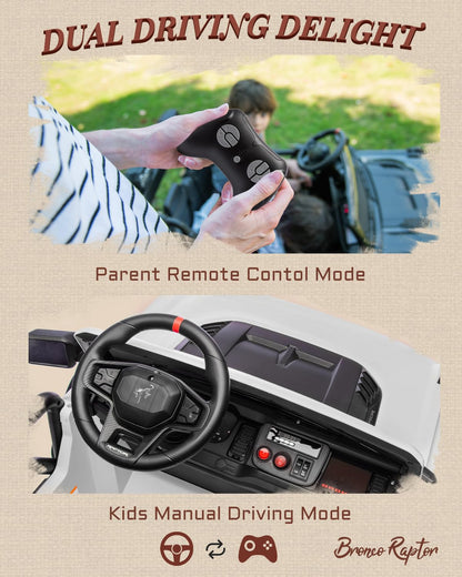 First Ride On 24V Ride on Toys for Big Kids, Licensed Ford Bronco Raptor 2 Seater Ride on Cars with Remote Control, Ride on Truck w/ 4-Wheeler Suspension, 3 Speeds, Led Lights, Bluetooth (24V, Pink) | First Ride On, 24V, for Big Kids, 2 Seater, with Remot