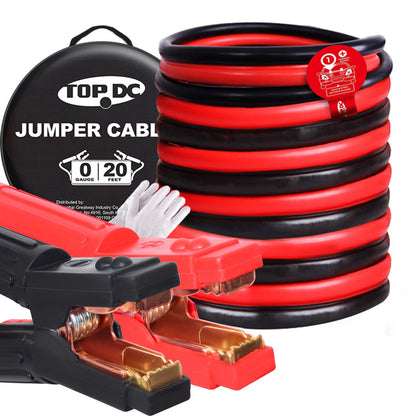 TOPDC 4 Gauge 20 Feet Jumper Cables for Car, SUV and Trucks Battery, Heavy Duty Automotive Booster Cables for Jump Starting Dead or Weak Batteries with Carry Bag, (TD-P0420)