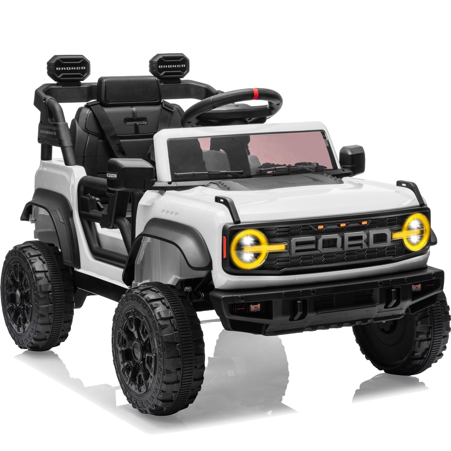 First Ride On 24V Ride on Toys for Big Kids, Licensed Ford Bronco Raptor 2 Seater Ride on Cars with Remote Control, Ride on Truck w/ 4-Wheeler Suspension, 3 Speeds, Led Lights, Bluetooth (24V, Pink) | First Ride On, 24V, for Big Kids, 2 Seater, with Remot