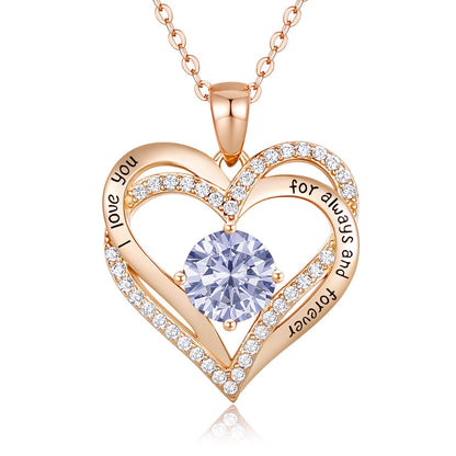 CDE Forever Love Heart Necklaces for Women, Wedding Anniversary, Birthday Mothers Day Christmas Day Gifts for Mom, Mother, Wife, friend, S925 Silver Jewelry with Birthstone Pendant