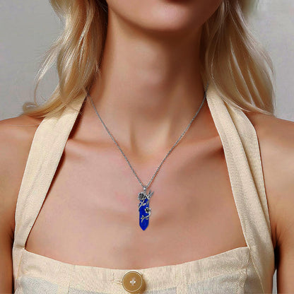 Hummingbird Necklace for Women 925 Sterling Silver Hexagonal Birthstone Gemstone Cute Bird Pendant for Girlfriends Jewelry for Her